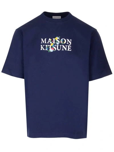 MAISON KITSUNÉ BLUE COTTON T-SHIRT