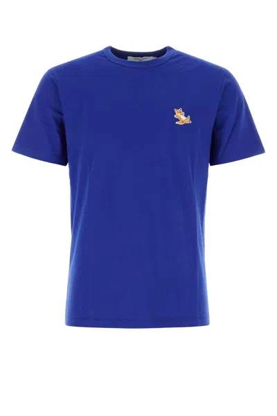Maison Kitsuné Blue Cotton T-shirt In P485