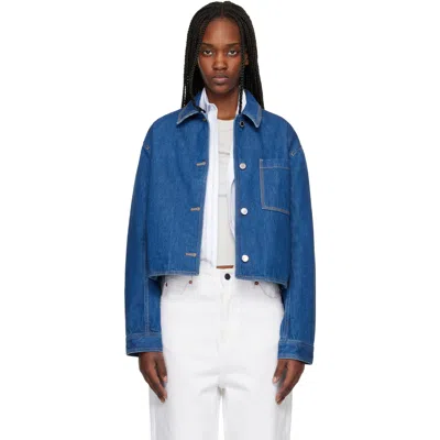 Maison Kitsuné Denim Cropped Jacket In Blue