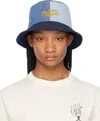 Maison Kitsuné Blue Denim Bucket Hat In P471 Washed Indigo