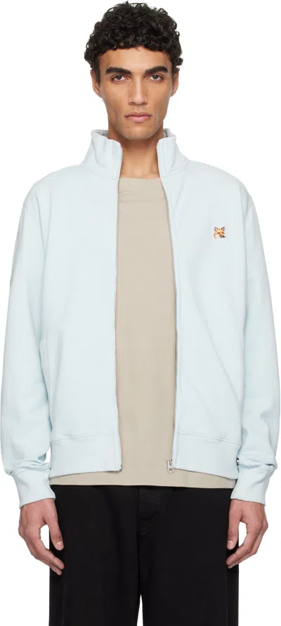 Maison Kitsuné Blue Fox Head Patch Fullzip Regular Sweatshirt In 0072 Cirrus Blue