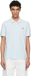 Maison Kitsuné Blue Fox Head Patch Regular Polo In Hellblau