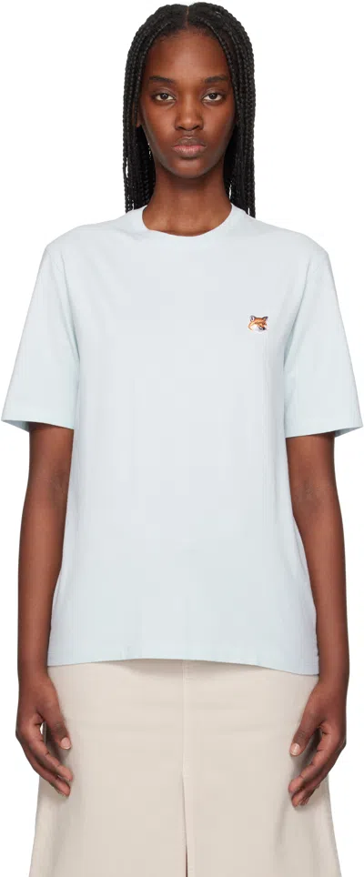 Maison Kitsuné Blue Fox Head Patch Regular T-shirt In 0072 Cirrus Blue