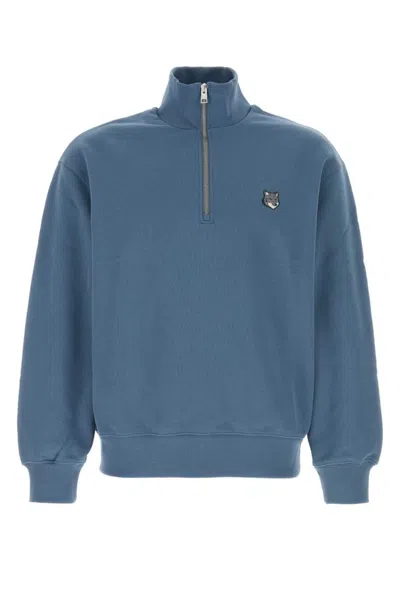 Maison Kitsuné Blue Logo Half-zip Sweatshirt