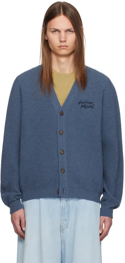 MAISON KITSUNÉ BLUE 'MAISON KITSUNÉ' HANDWRITING CARDIGAN