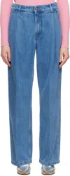 Maison Kitsuné Pleated Denim Jeans In Blue