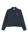 Maison Kitsuné Navy Polo-style Sweatshirt With Logo Patch In Blue