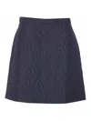Maison Kitsuné Quilted Floral Skirt Lateral Pockets In Blue