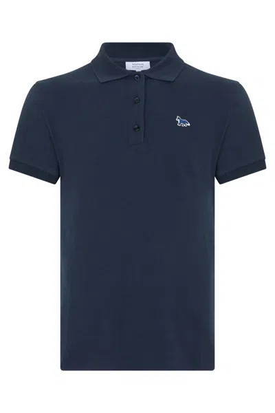 Maison Kitsuné Blue Shirt Collar Logo Polo