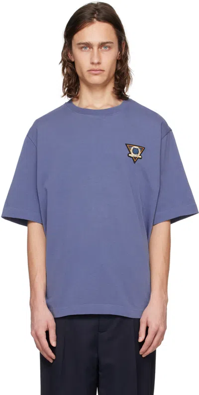 Maison Kitsuné Blue Crewneck T-shirt In P433 Storm Blue