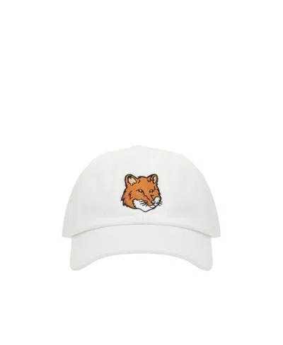 Maison Kitsuné Bold Fox Cotton Baseball Cap In White