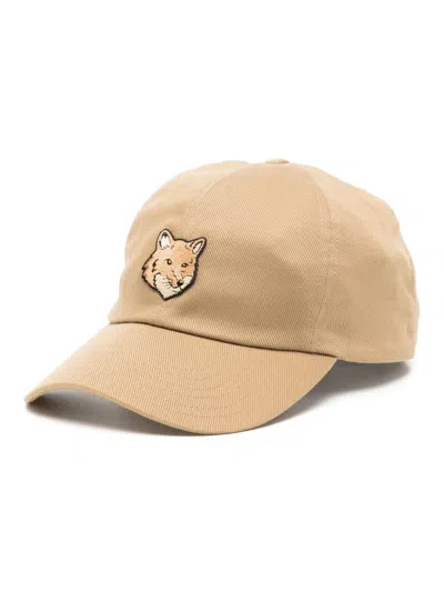 Maison Kitsuné Bold Fox Head 6p Cap Accessories In P245 Chino Beige