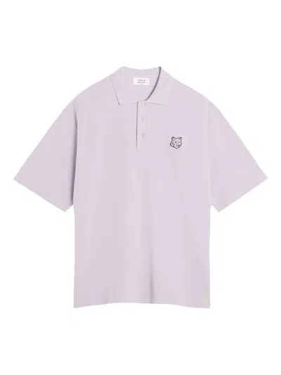 Maison Kitsuné Bold Fox Head-appliqué Polo Shirt In Purple