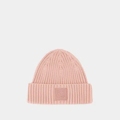 Maison Kitsuné Bold Fox Head Beanie In Pink