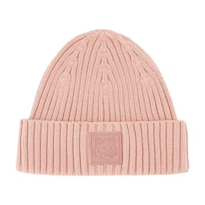 Maison Kitsuné Bold Fox Head Beanie In Pink