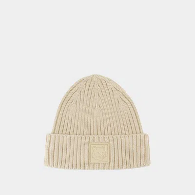 Maison Kitsuné Bold Fox Head Beanie In White
