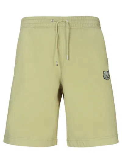MAISON KITSUNÉ BOLD FOX HEAD BEIGE SHORTS