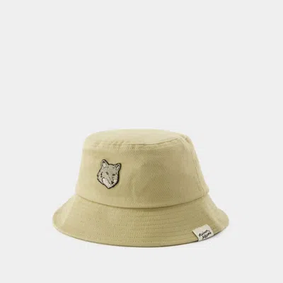 MAISON KITSUNÉ BOLD FOX HEAD BUCKET HAT - MAISON KITSUNE - COTTON - BEIGE