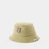 Maison Kitsuné Bold Fox Head Bucket Hat In Beige