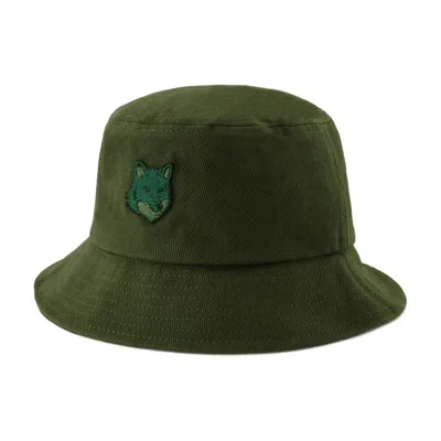 Maison Kitsuné Bold Fox Head Bucket Hat In Green