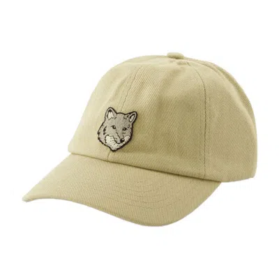 Maison Kitsuné Bold Fox Head Cap In Beige
