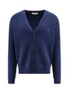 Maison Kitsuné Cotton Blend Cardigan With Iconic Frontal Patch In Blue