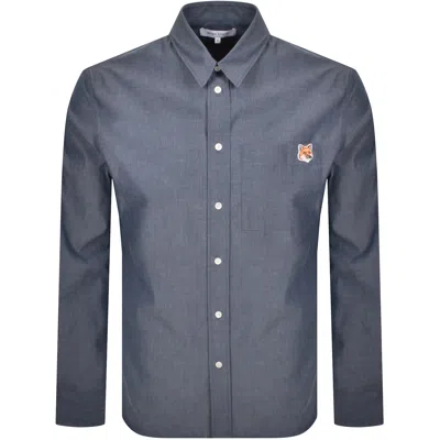 Maison Kitsuné Maison Kitsune Bold Fox Head Casual Shirt Blue