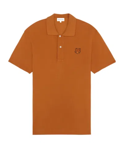 Maison Kitsuné Orange Bold Fox Head Polo In P261 Tobacco
