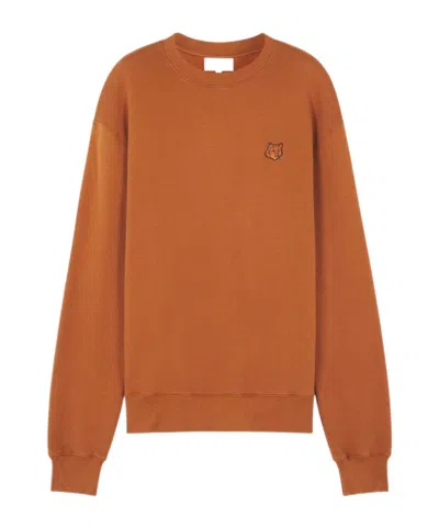 Maison Kitsuné Bold Fox Head Cotton Sweatshirt In Brown
