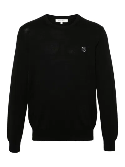 Maison Kitsuné Bold Fox Head Crewneck Sweater In Negro
