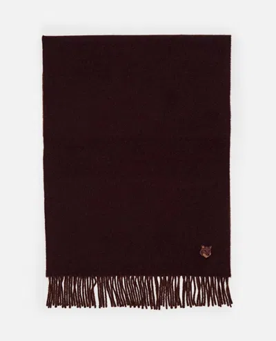 Maison Kitsuné Bold Fox Head Double Face Scarf In Brown