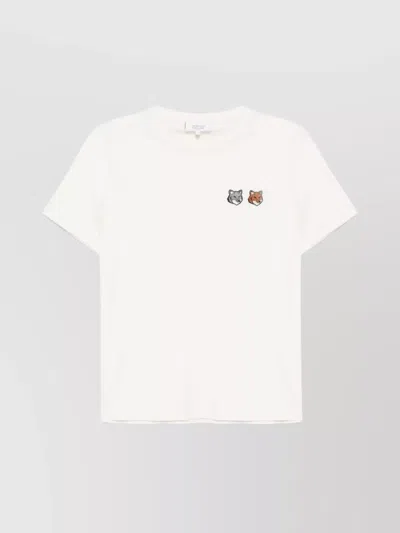 Maison Kitsuné Bold Fox Head Embroidered Cotton T-shirt In White
