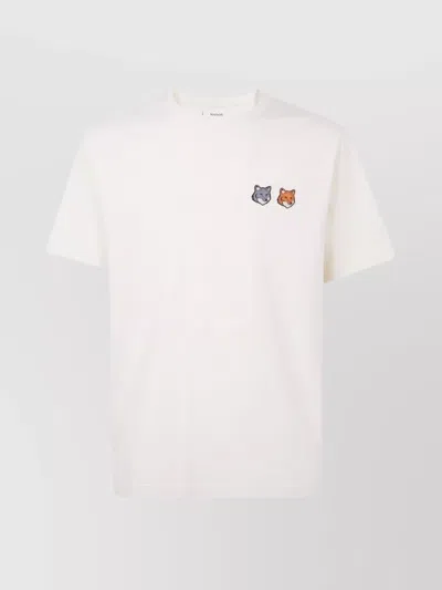 Maison Kitsuné Maison Kitsune' Double Bold Fox Head Cotton T Shirt In White