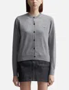 Maison Kitsuné Cropped Wool Cardigan With Ribbed Cuffs And Hem In Grey