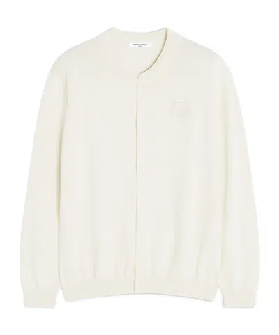 Maison Kitsuné Bold Fox Head Embroidered Knitted Blouson In Rich Vanilla