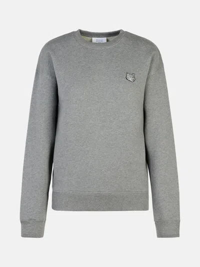 Maison Kitsuné 'bold Fox Head' Grey Cotton Sweatshirt