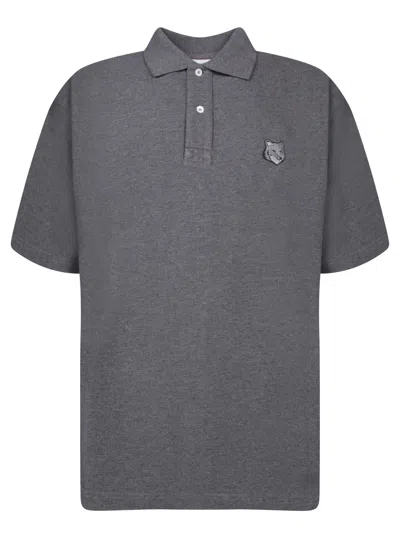 Maison Kitsuné Bold Fox Head Grey Polo Shirt