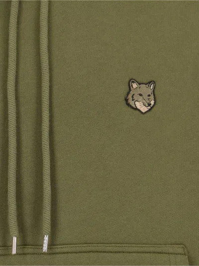 Maison Kitsuné Bold Fox Head Hoodie In Green