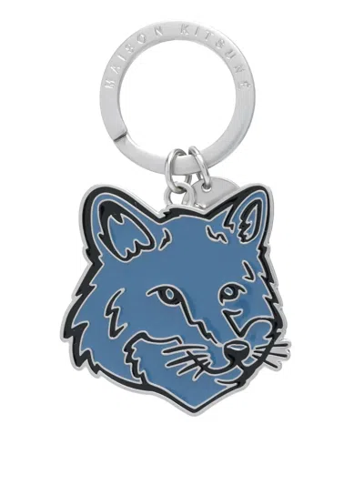 Maison Kitsuné Bold Fox Head Keyring In Grey