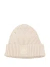 Maison Kitsuné Bold-fox-head Leather Patch Beanie In Neutrals