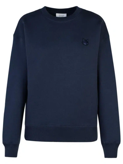 Maison Kitsuné Bold Fox Head Navy Cotton Sweatshirt In Black