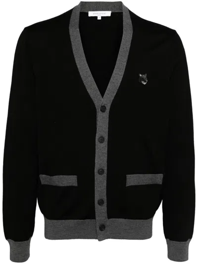 Maison Kitsuné Chillax Fox Wool Cardigan In Schwarz