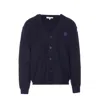 Maison Kitsuné Merino Wool Cardigan With Embroidered Fox Patch In Blue
