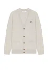 Maison Kitsuné Bold Fox Head Patch Cardigan In Light Grey Melange
