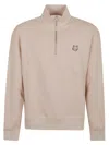 Maison Kitsuné Bold Fox Head Patch Comfort Half Zipped Sweatshirt In Smoke