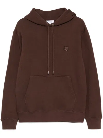 Maison Kitsuné Maison Kitsune Fox Head Patch Cotton Hoodie In P296 Firewood