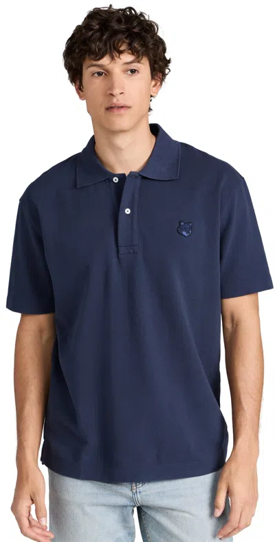 Maison Kitsuné Bold Fox Head Patch Comfort Polo Ink Blue In Blau