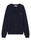 Maison Kitsuné Wool Blend Cardigan With Embroidered Foxy Patch On The Front