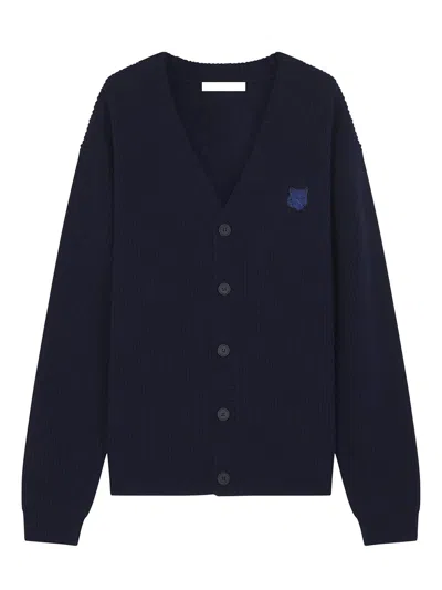 MAISON KITSUNÉ MAISON KITSUNÉ BOLD FOX HEAD PATCH COMFORT RIBBED CARDIGAN