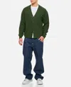 Maison Kitsuné Bold Fox Head Patch Knitted Cardigan In Green
